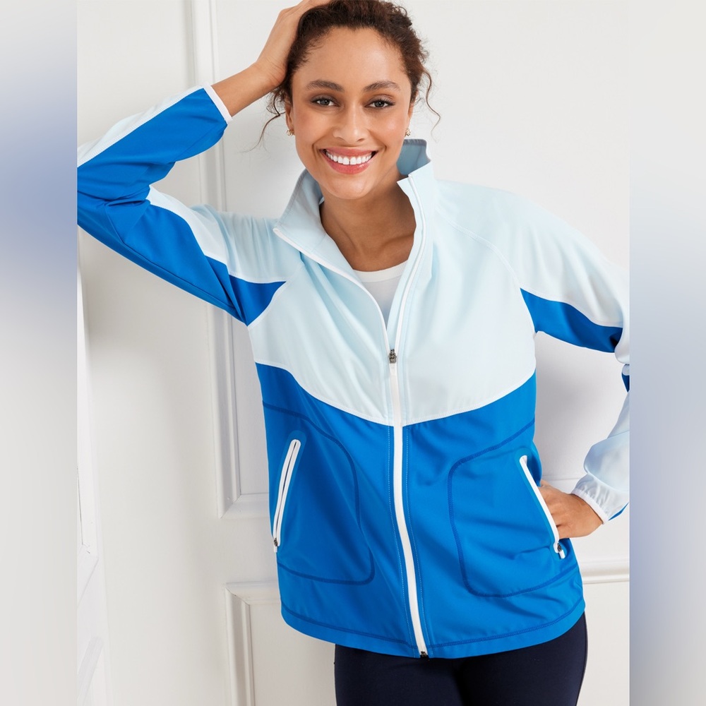 T by Talbots Colorblock‎ Lightweight Jacket Light Royal Blue 3X